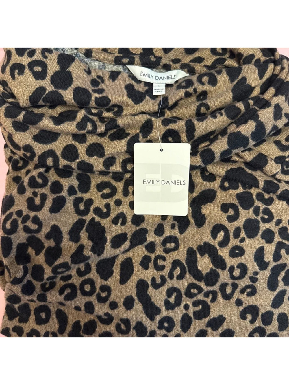 Leopard print turtleneck sweater
